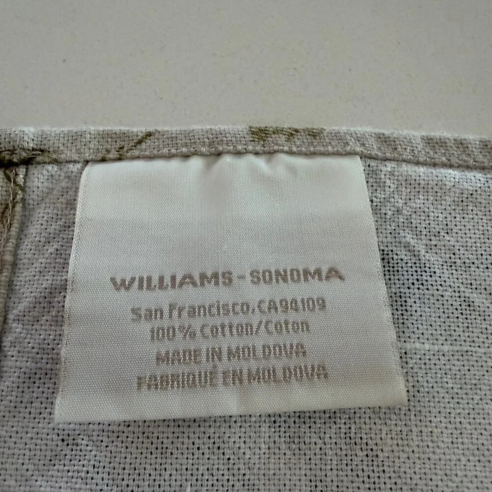 SET/4 WILLIAMS SONOMA GRAPEVINE TOILE BIRD COTTON BEE KITCHEN TOWELS Sage Green